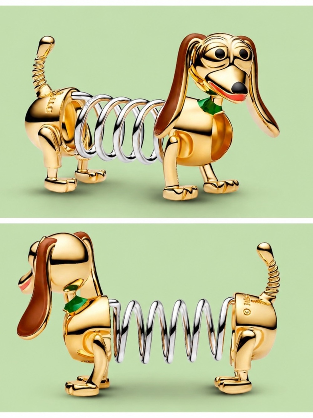 Pandora Disney Pixar Toy Story Slinky Dog Charm Gold Tone